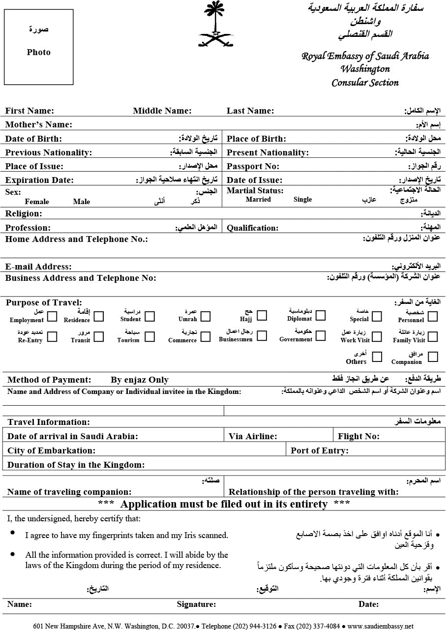 visa form